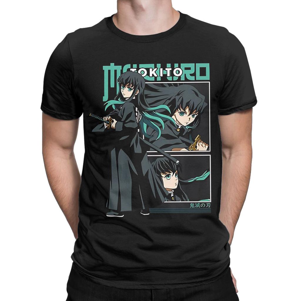 Muichiro Tokito Kimetsu no Yaiba T-Shirt Herren Baumwolle Oberteile Shirts Bedruckt Demon Slayer Rundhals Kurzarm
