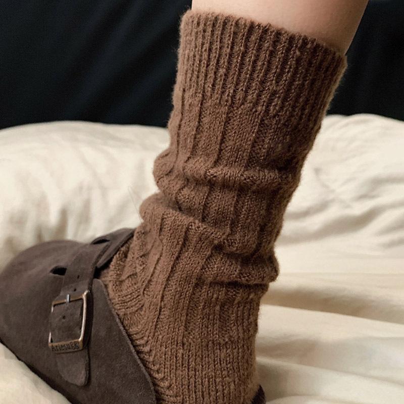 Thick Thread Wool Socks Pink Pile Socks Season Mid-Leg Socks Warm Thickened Fleece Winter Cashmere Stockings