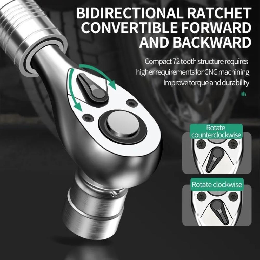 Drive Socket Ratchet Wrench with 14 Inch Extendable Handle 72 Tooth Ratchet and Quick Release for Precise Work in Tight Spaces