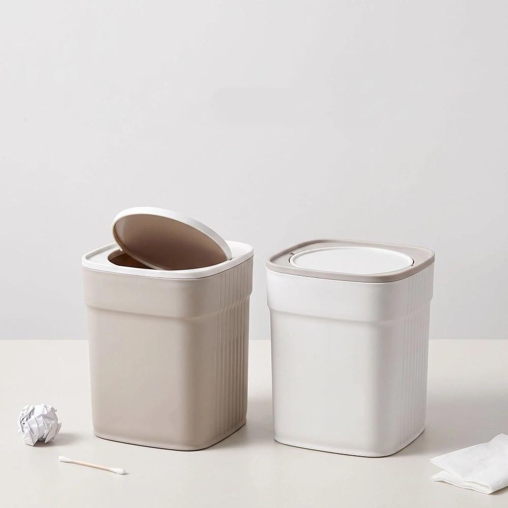 Sealed Desktop Trash Can Non-slip Waste Paper Basket Simple Garbage Can  Bedroom