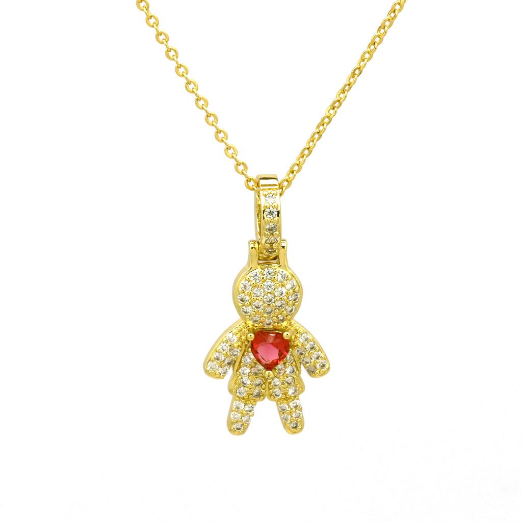 Boy Girl Love Peach Heart Copper Gold Plated Colorful Zircon Pendant Necklace Female Premium Sense Clavicle Chain