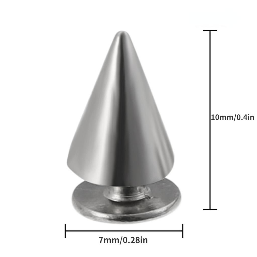 100Pcs Black Gold Silver Cone Studs And Spikes DIY Craft Cool Punk Garment Rivets For Clothes Bag Shoes Leather DIY Handcraft