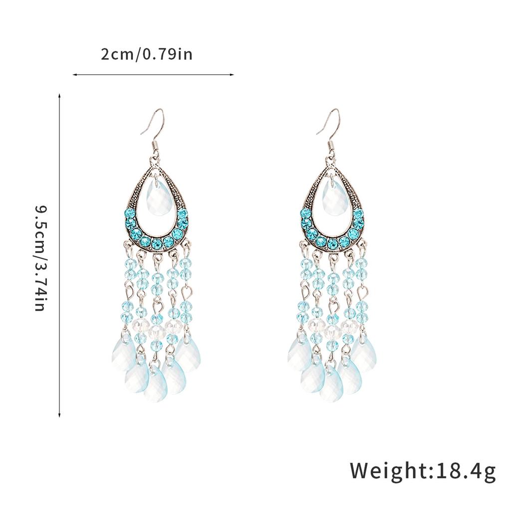 Water Drop Tassel Ear Hooks Fashionretro Earrings Ethnic Style Earrings Sense of Designniche Style