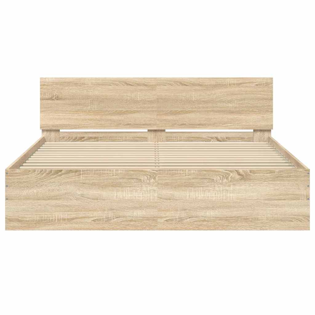 Vidaxl Bed Frame with Headboard, Sonoma Oak, 140X200 Cm