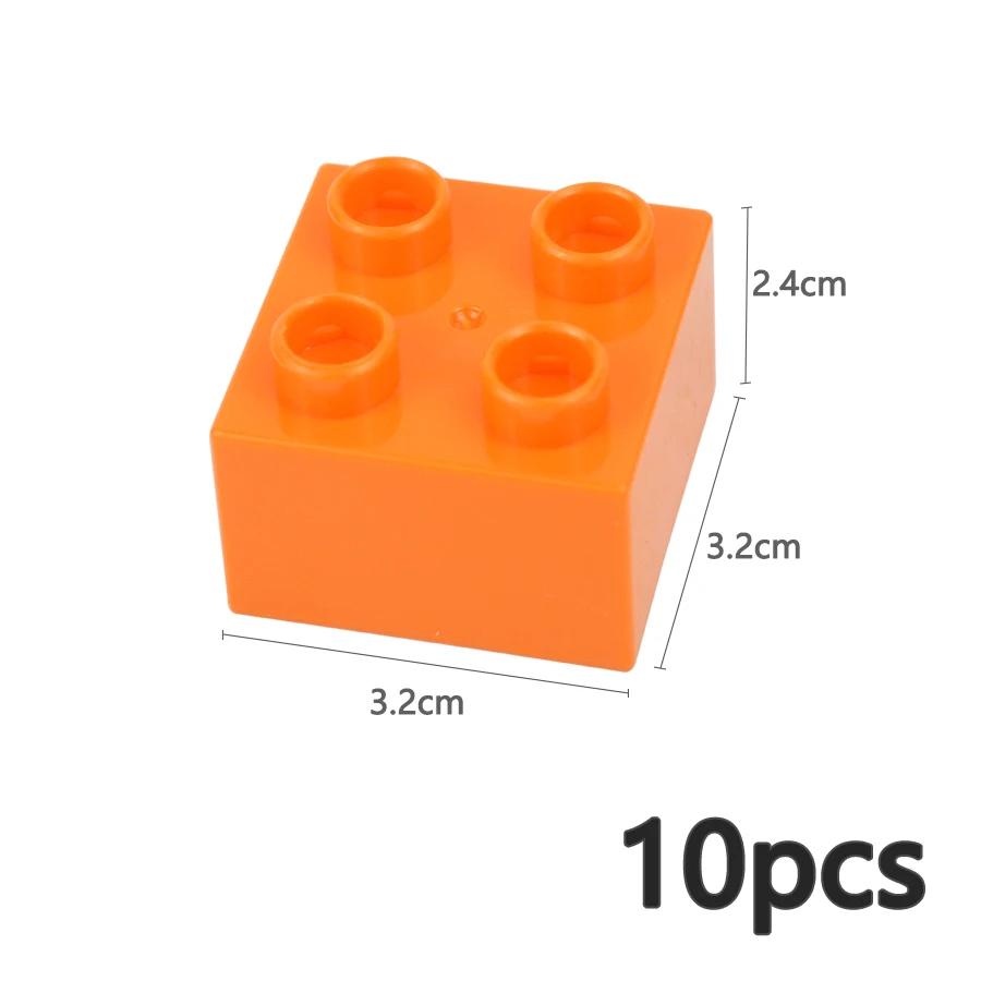 10Pcs 2X2 Dot Big Size Colorful Building Blocks Large Figures Thick Print Brick Toys Educational for Kid Compatible with Duploes