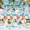 Ocean Beach Birthday Party Decorations Summer Beach Birthday Banner with 13pcs Nautical Seashell Seahorse Hanging Swirls for Coastal Beach Pool Party