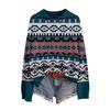 Women's Fashion Soft Long Sleeve Printed Neck Pullover Sweater for Fall Winter