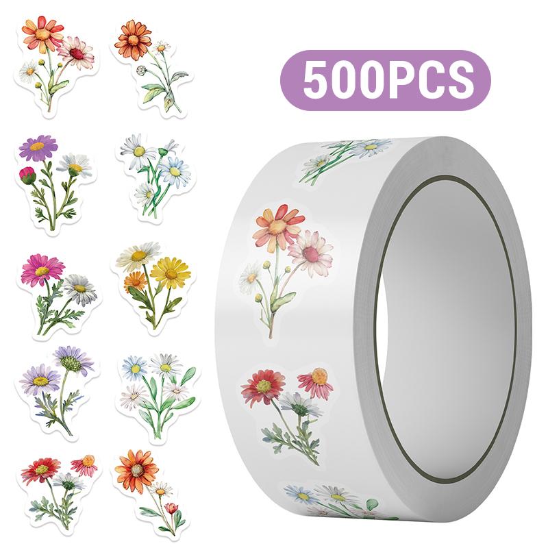 High-Quality 500Pcs High-Quality Daisy High-Quality Stickers High-Quality Roll High-Quality Cute High-Quality Flower High-Quality Stickers Sun-Proof