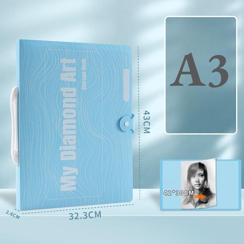 

1pc A2/A3 Diamond Painting Storage Book - 30 Pockets Foldable Protective Case, Art Folder for 8K/4K Paintings, Organizer