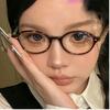 Chic Oval Anti-Blue Light Glasses for Women Retro Korean Style with Clear Lens