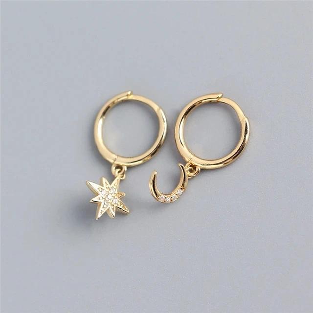 New Fashion Silver Color Pentagram Earrings for Women Charm Hollow Five-pointed Star Stainless Steel Dangle Earrings Jewelry