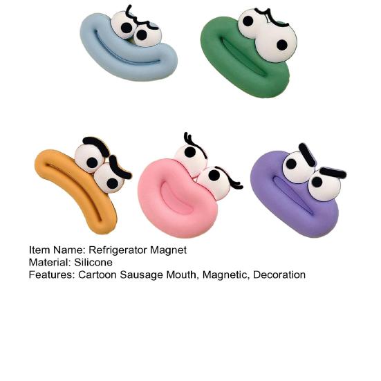 5Pcs Cartoon Sausage Mouth Refrigerator Magnet 3D Expression Fridge Magnet Home Office Kitchen Cabinet Locker Whiteboard Decoration
