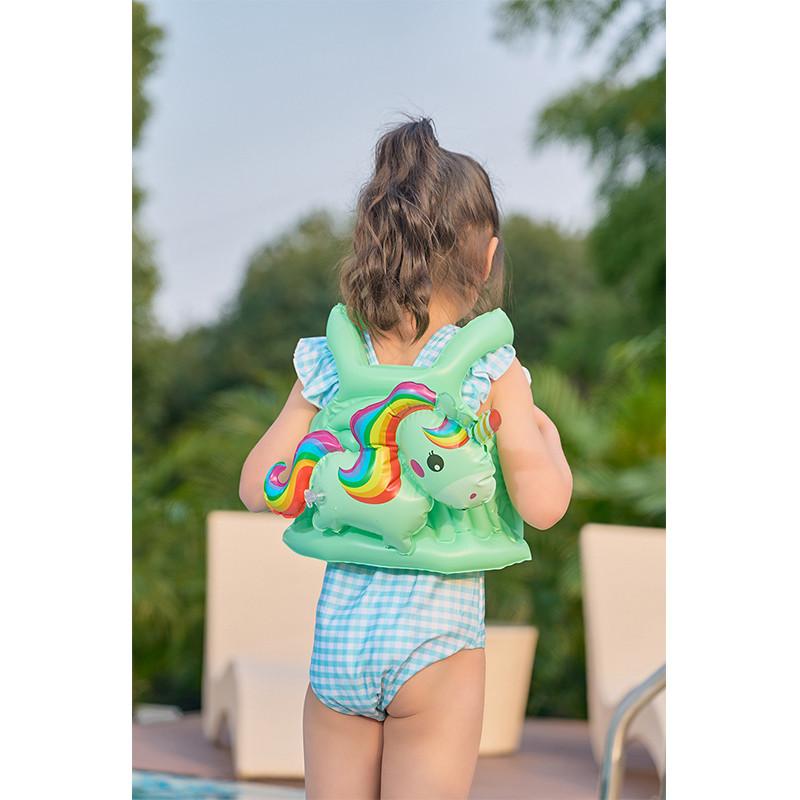 Rainbow Horse Childrens Inflatable Tank Top Swimming Suit Swimming Ring