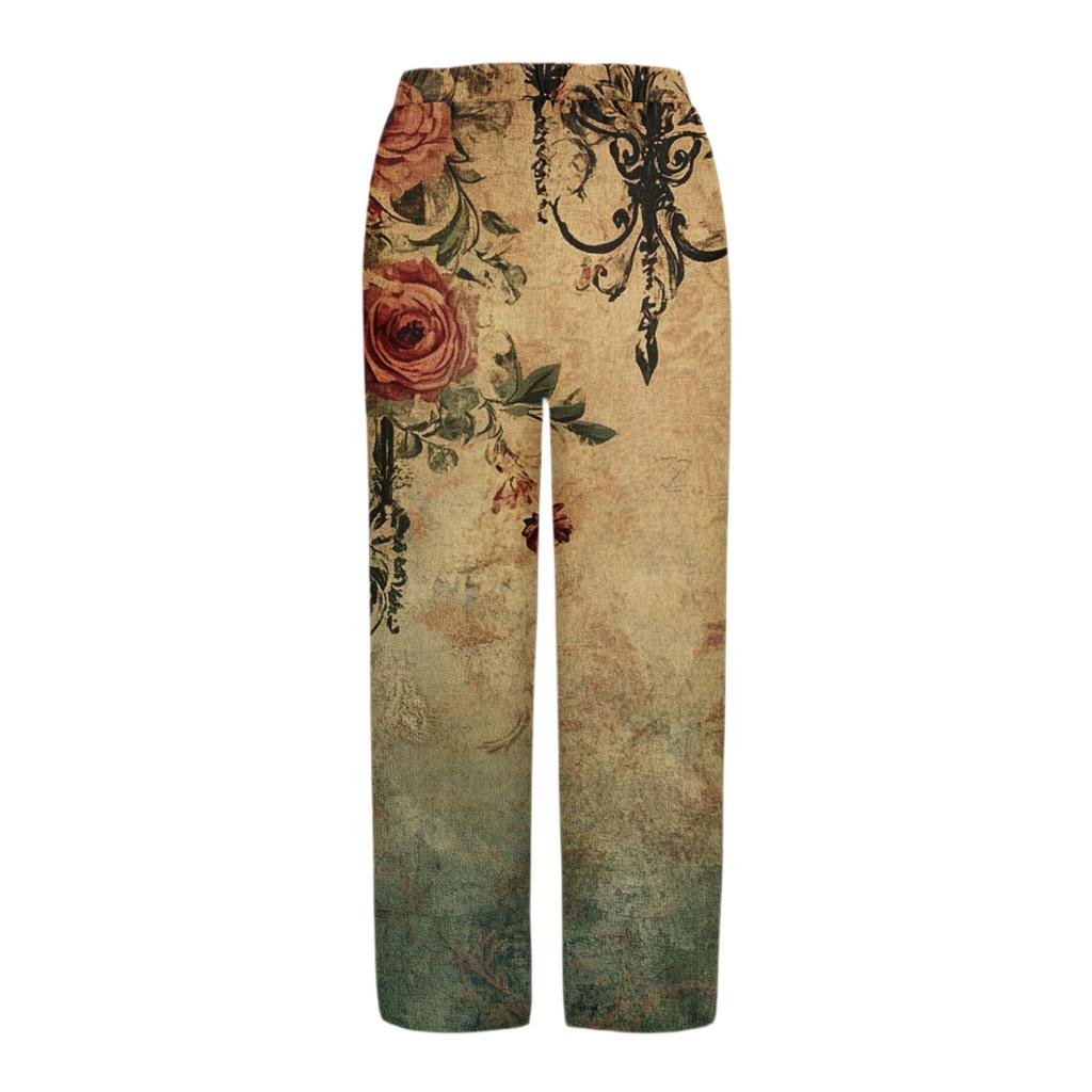 Women's Pants  With Pockets Casual Trousers Pants For Women Summer Casual Wide Leg Elastic Waist Pants With Pockets