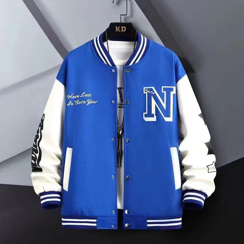 Men's Color-Block Print Baseball Jacket for Students