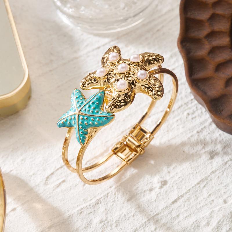 Бохо эмалированные браслеты-манжеты в виде морских звезд и ракушек для женщин, большие открытые браслеты-звезды, летние пляжные украшения, подарок