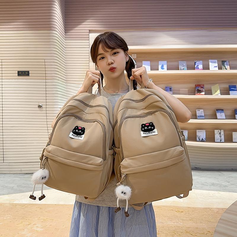 Large Capacity Junior High School Student Schoolbag Black Cat Women's Backpack Class Book Bag