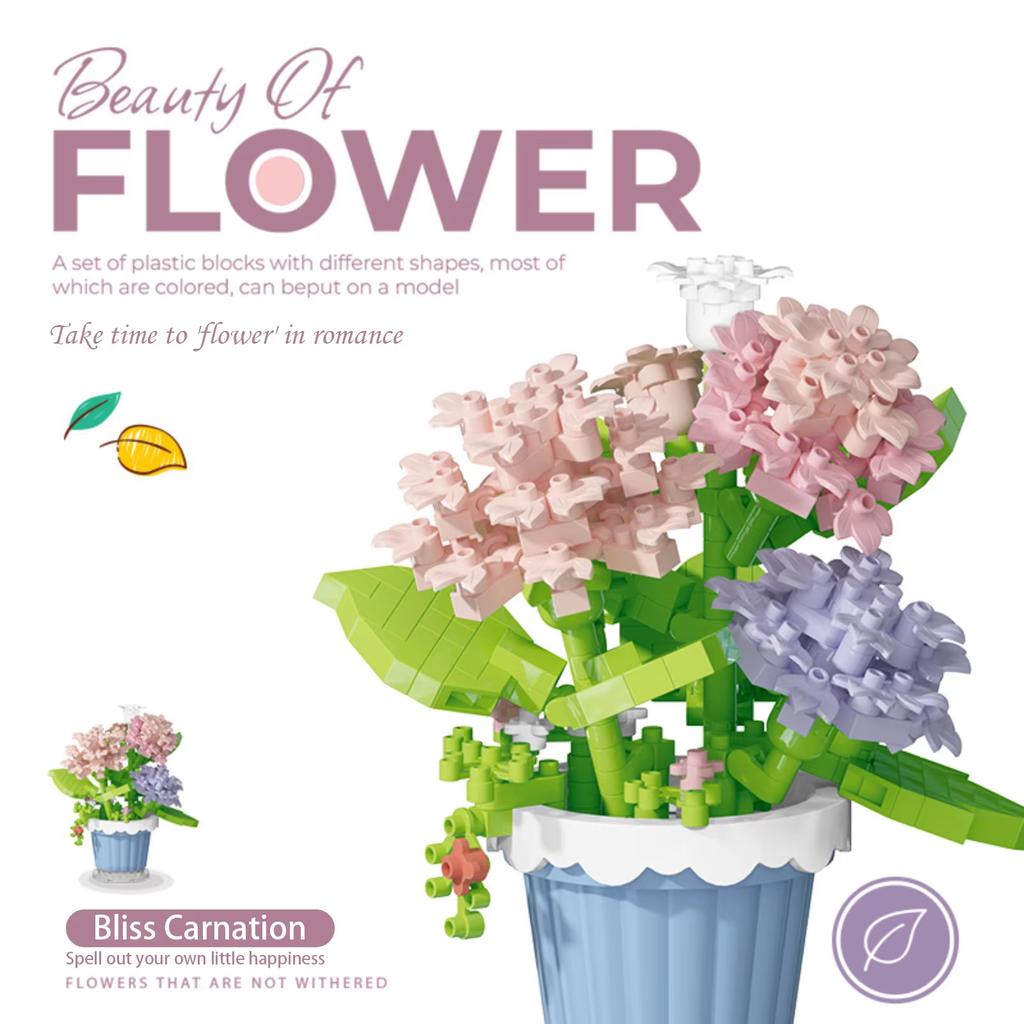 Small Particle Building Block Home Decor Series Flower Potted Plant Toys Set with Permanent Flowers Gift for Plant Arrangements