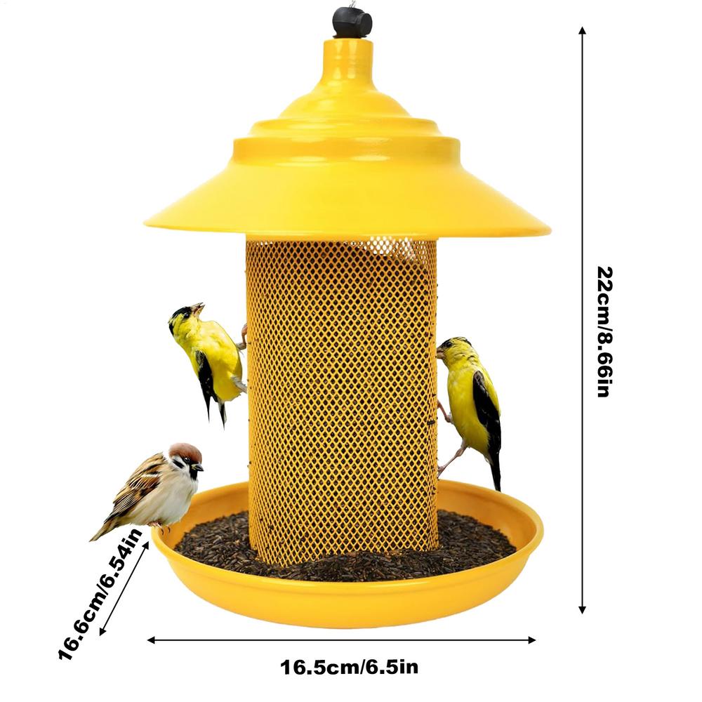 Finch Feeders for Outside Metal Mesh Food Container Tube with Tray Wild Bird Feeders for Yard Patio Balcony Porch Tree Fence