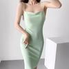 Kendou White Square Neck Sexy Skinny Off-Shoulder French Exterior Suspender Skirt Summer Short Hip Wrap Dress