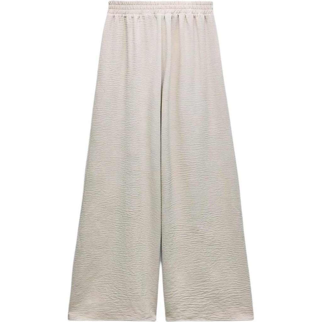 Zara High-Waisted Wide-Leg Comfortable Casual Pants Women bottoms Beige 0264163-710