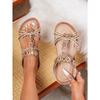 New Large Size Rhinestone Casual Versatile Comfortable Flower Flat Sandals Women