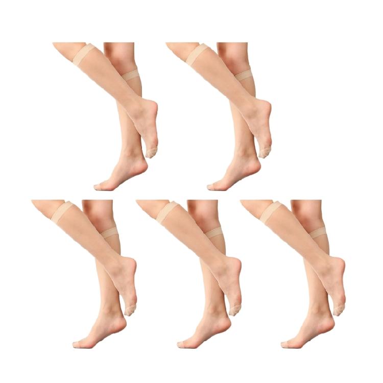 Sophisticated 1/5/10 Pairs Women's Casual Over the Calf Long Socks Silky Nylon Ultra Thin Sheer Knee Length Stockings