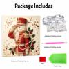 Handmade Framed Pearl Painting Set with Elegant Christmas Nutcracker Design 5D Shiny Bead Art Canvas Creative DIY Craft for Wall Room Decor