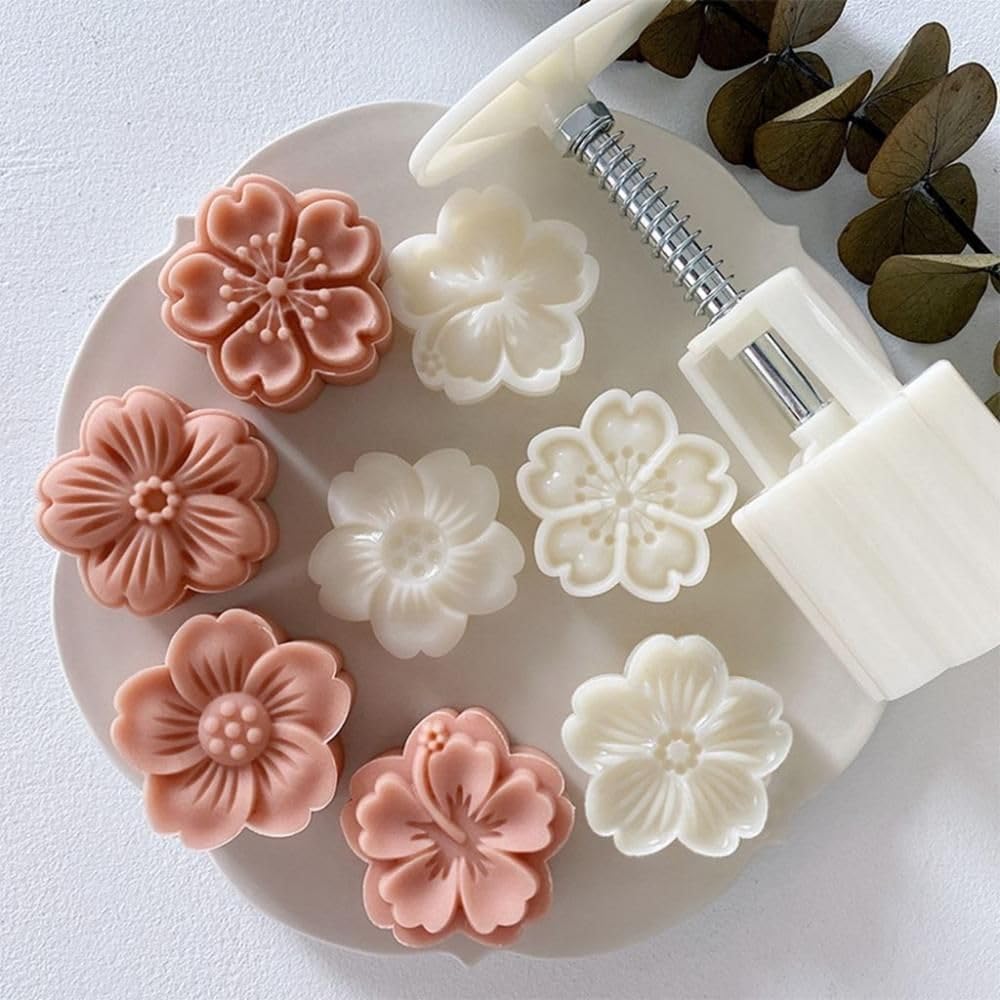 

1 set DIY Mooncake Mold Plastic Hand Press Pastry Mold Hand Press Mung Bean Cake Model Pastry Embossing Make Kitchen Baking Tool вишня