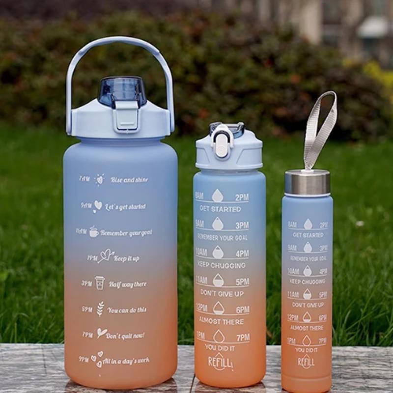 Water Bottle 2 Liters Drinking Bottle Outdoor Sports Bottle With Time Marker Drinkware Frosted Progressive Color Water Cup