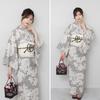 Fuuka Yukata Set Adult One Size Fits Peony and Obi Made in Women's (2 Pieces), Size, Most, (Beige/White) (Off-White, Japan)