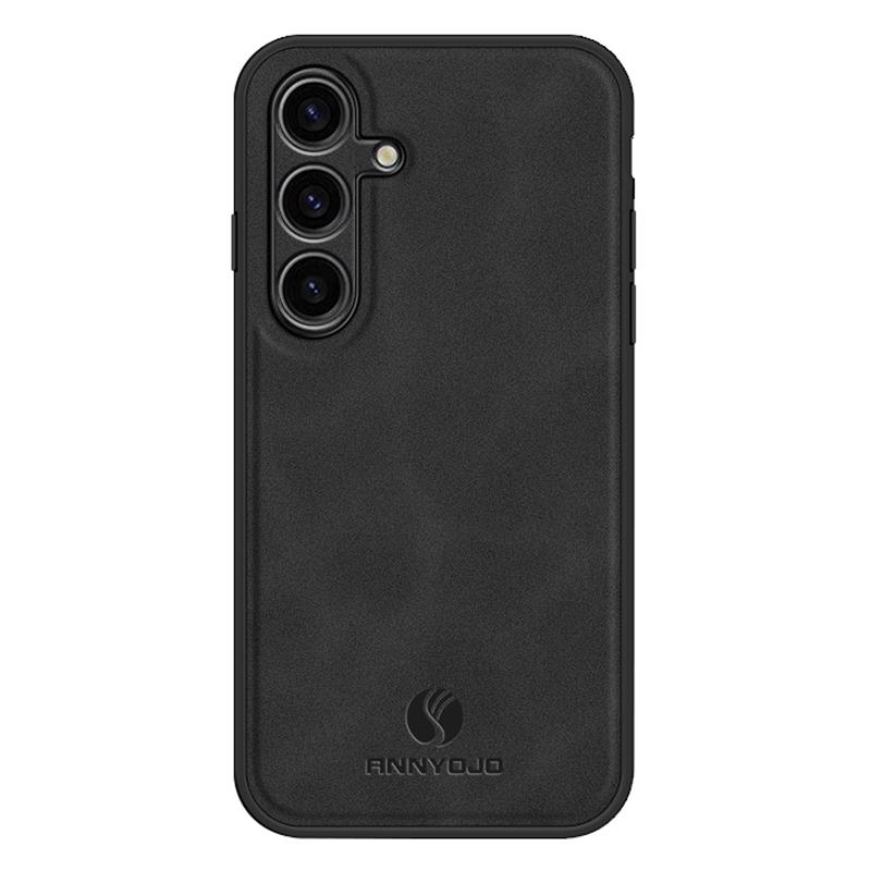 

ANNYOJO For Samsung Galaxy S23 FE Slim Phone Cover PU Leather+PC+TPU Protective Phone Case Support Magnetic Car Mount Black