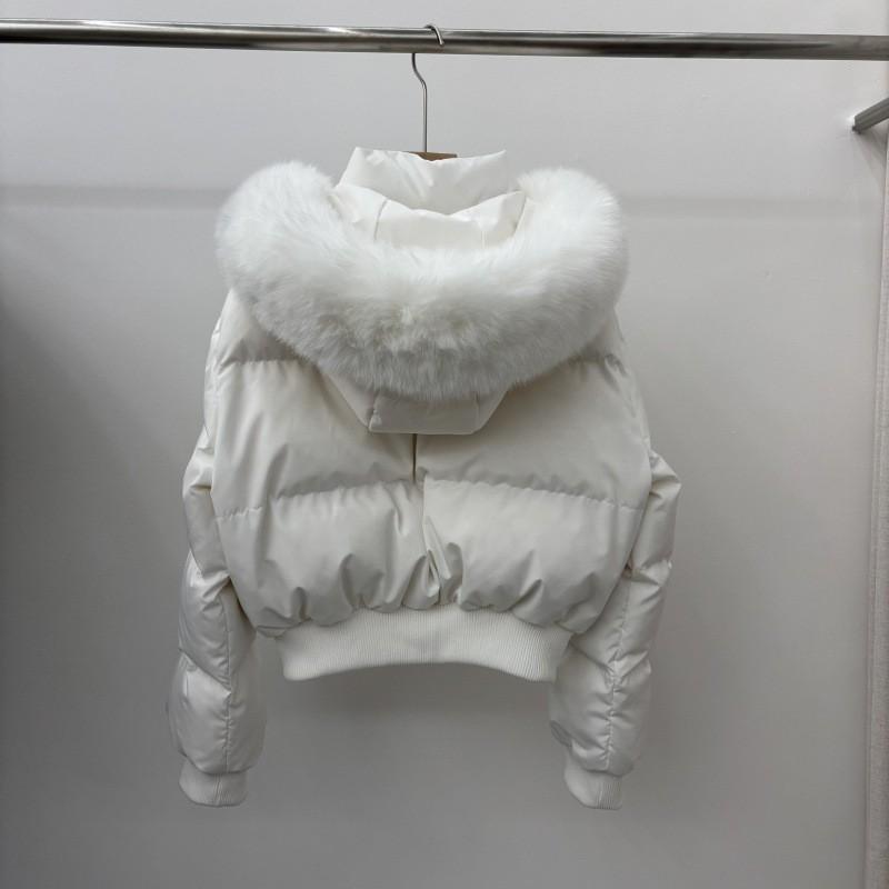 Womens Short Winter Down Coat With Detachable Faux Fur Collar Slim Fit Warm Puffer Jacket Small Stature
