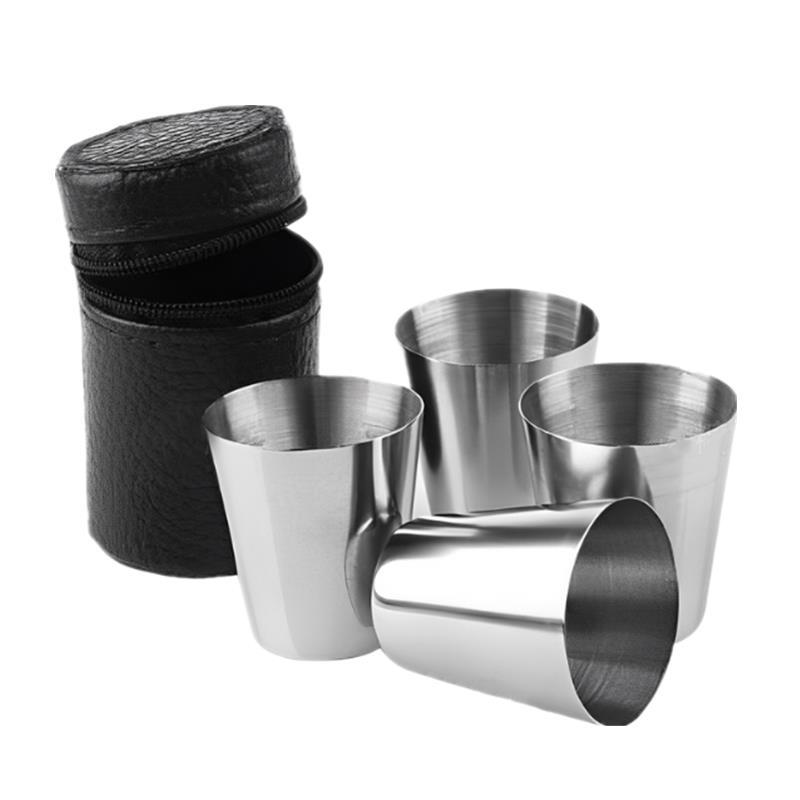 

6P/4Pcs 30ml Outdoor Practical Travel Stainless Steel Cups Mini Set Glasses For Whisky Wine Beer With Case Portable Drinkware