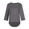 Damen Rundhals Baumwolle Leinen 3/4 Ärmel Lässiges Lockeres Farb-T-Shirt