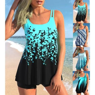 Damen Strandmode Rückenfrei Damen Tankini Zweiteiliger Bikini Set Badeanzug S-6XL