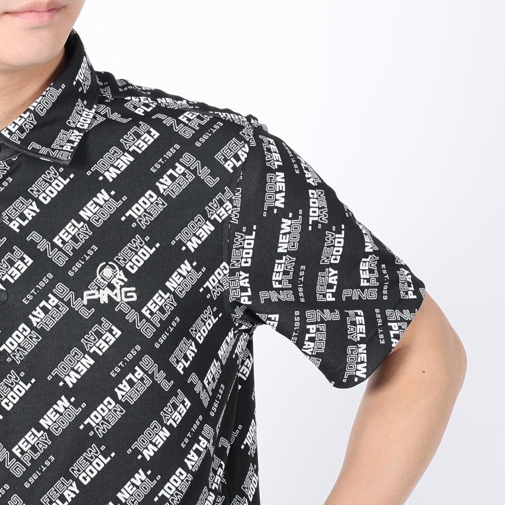 Ping Apparel Short Sleeve Polo Shirt Logo Golf Size M Men's (Bias Print) / / 621-3160301 010_Black,