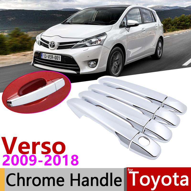 for Toyota Verso AR20 20 2009~2018 Chrome Door Handle Cover Car Accessories Stickers Trim Set 2010 2012 2013 2014 2015 2016 2017