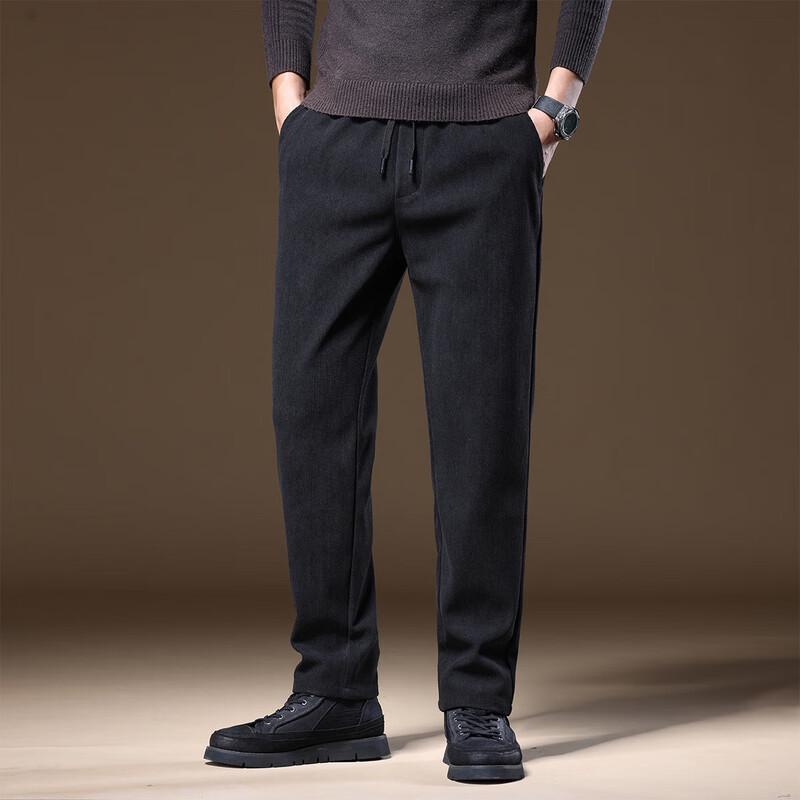 Xuezongfei Men's Fleece-Lined Straight-Leg Casual Pants