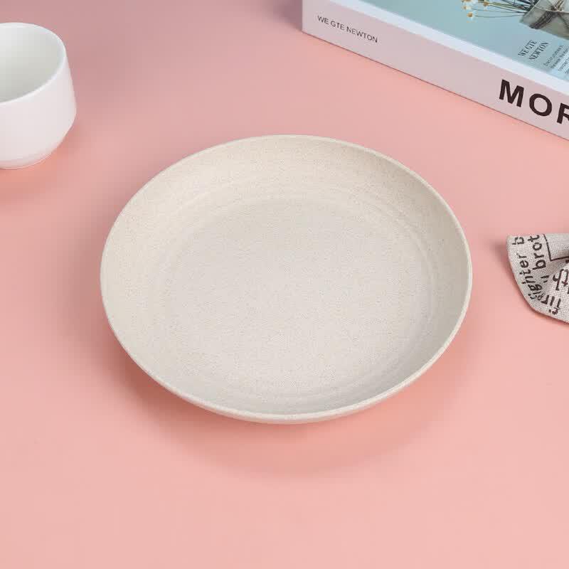ZISIZ Beige Stainless Steel Round Dinner Plates - Set of 3