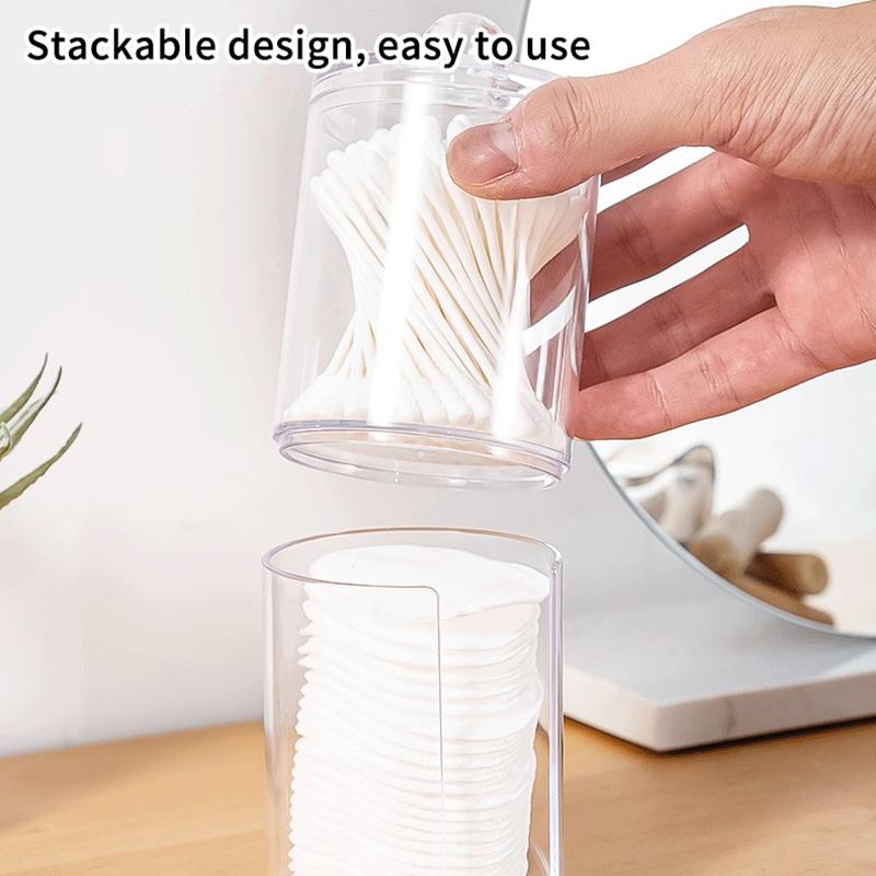 Round Acrylic Cotton Swab Box With Lid Dustproof Makeup Cotton Storage Toothpick Organizer Box