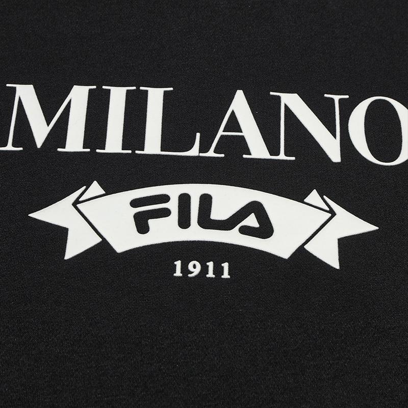 Fila Milano Series Classic Trendy Fashion Sports Versatile Printed Loose Knit Hoodie Men Hoodies F11M545202FBK
