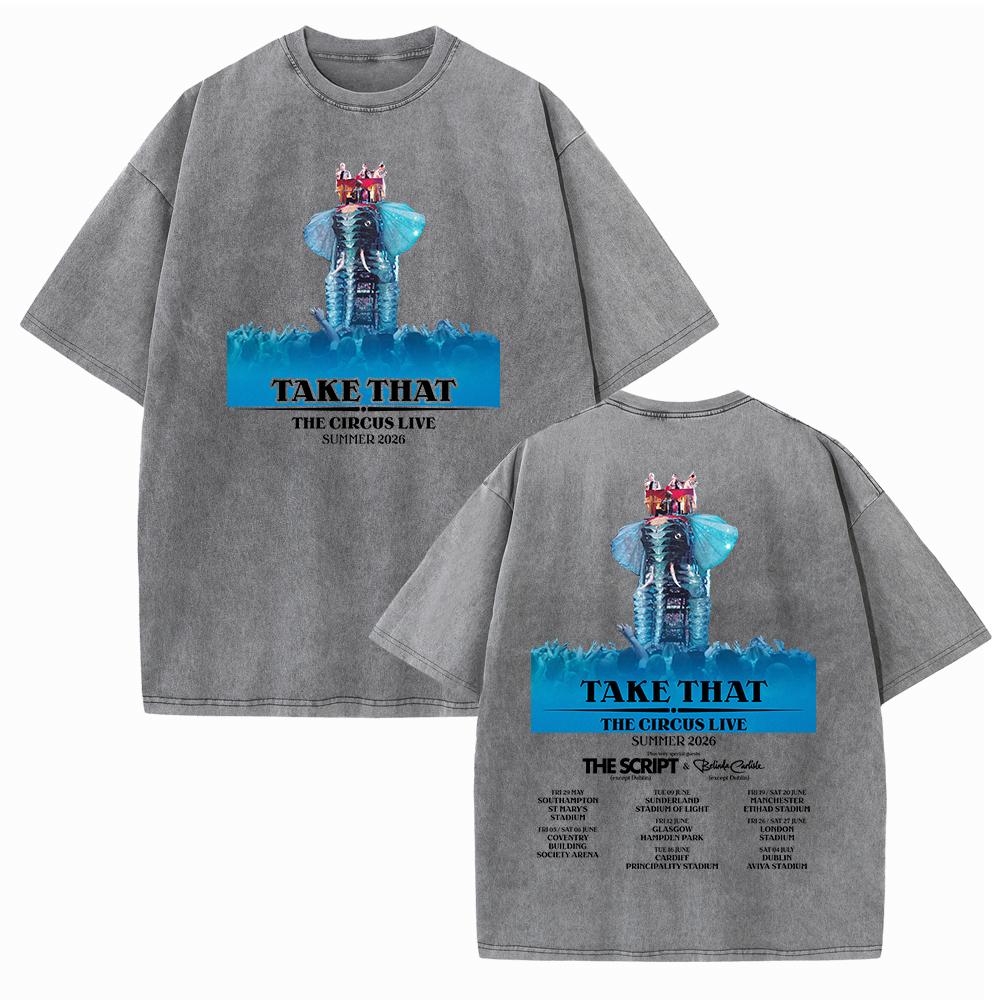 Take That the Circus Tour Tshirt Vintage Washed Summer ONeck Short Sleeve T Shirt S