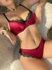 Autumn and Winter New Pure Desire Sexy Big Breasts Show Small Bra Set Thin Glossy Lace Edge French Underwear Women