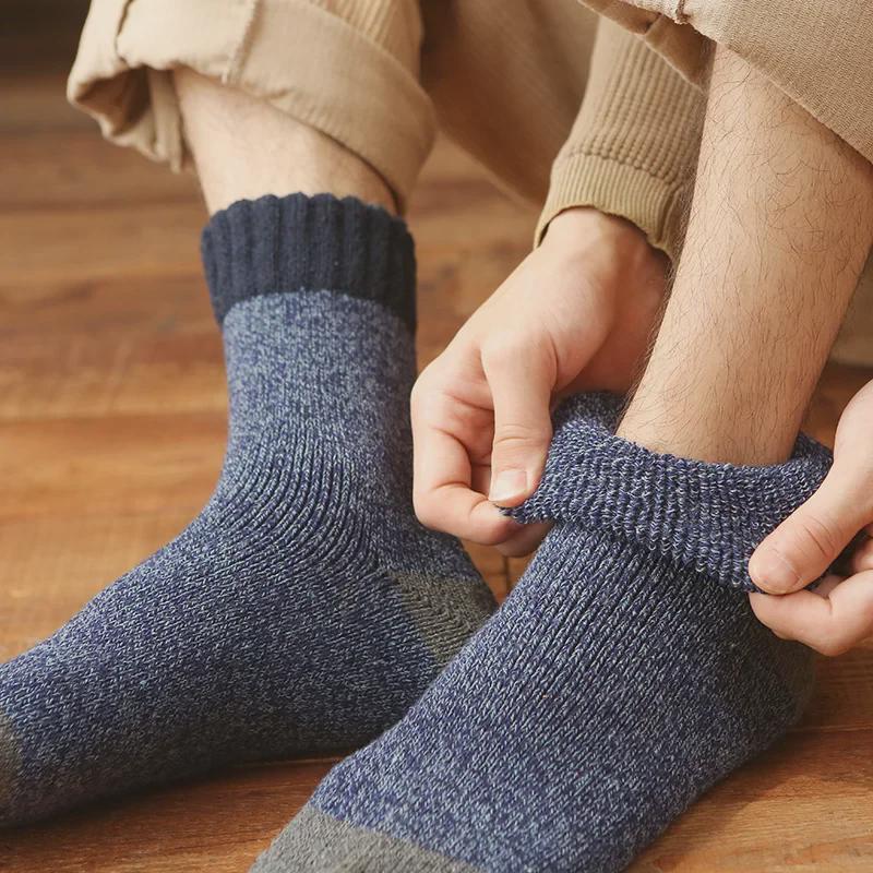 Herre Vinter Ull Kasjmir Mellomlange Sokker - Tykke, Varme og Plysj Terry Fløyel