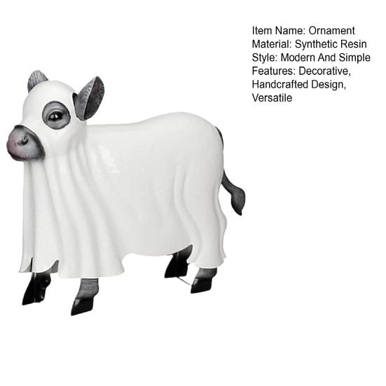 Ghost Cow Shape Metal Resin Handmade Halloween Decor Indoor Outdoor Sculpture Yard Decorative Ornament