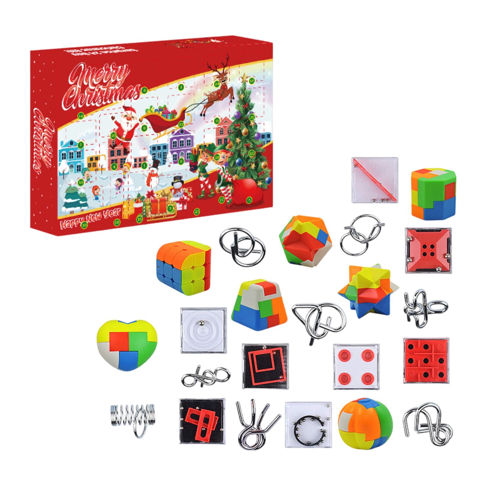 

24-Piece Christmas 3D Countdown Calendar Educational Toy Set (24 Educational Toys) One Size червоний