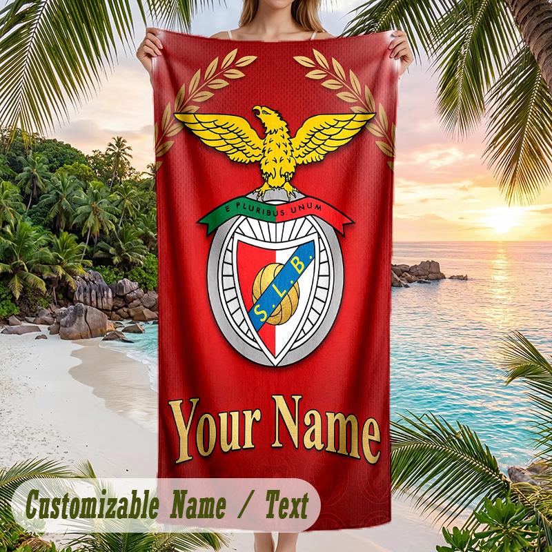 Beach Towel Benfica FC Print Custom Name Text Soft Towel for Swimming Pool