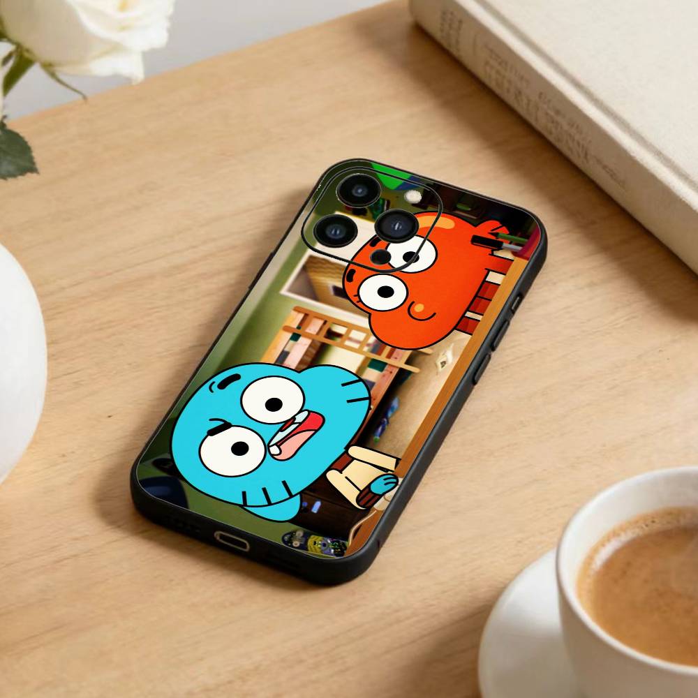 D-Gumball and Darwin Phone Case For iPhone 16,15,14,13,12,17,Pro Max,Plus Silicone Black Case