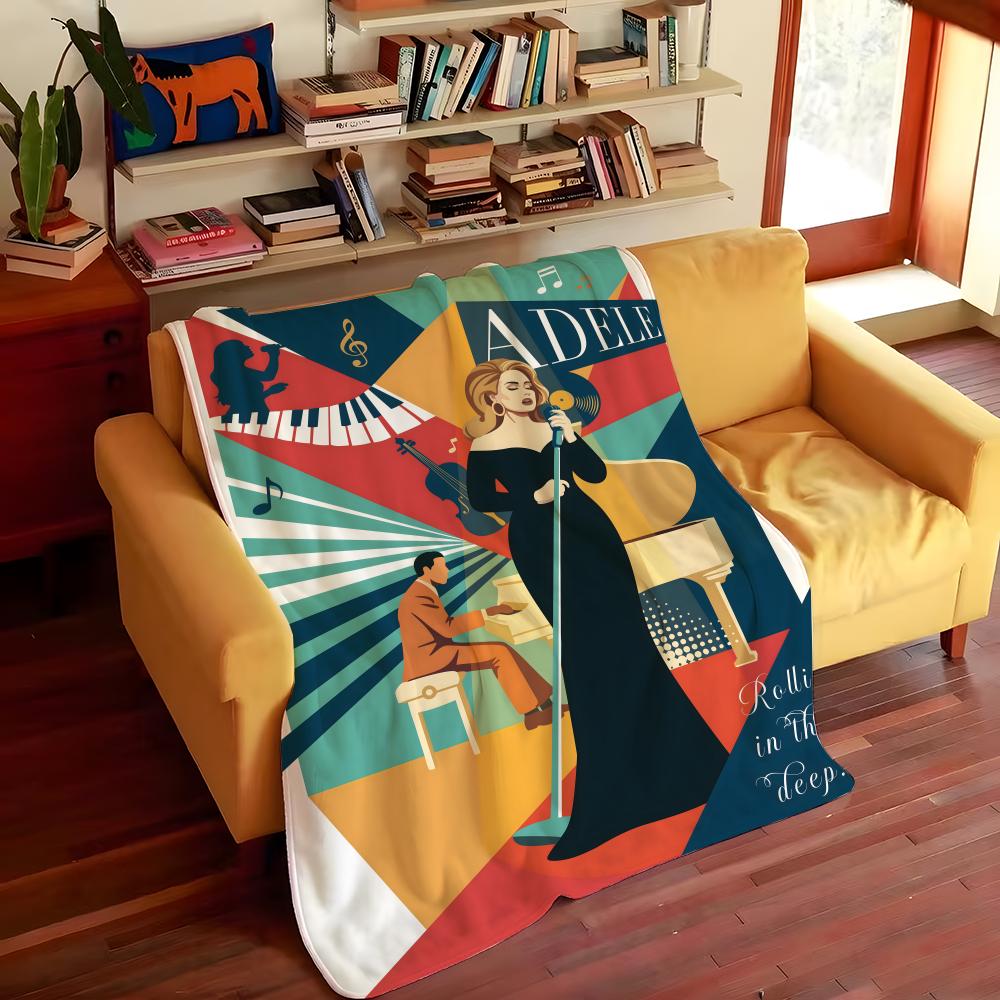Music A-Adele Throw Flannel Cozy Print Blanket, Portable, Durable Machine Washable cute Cool
